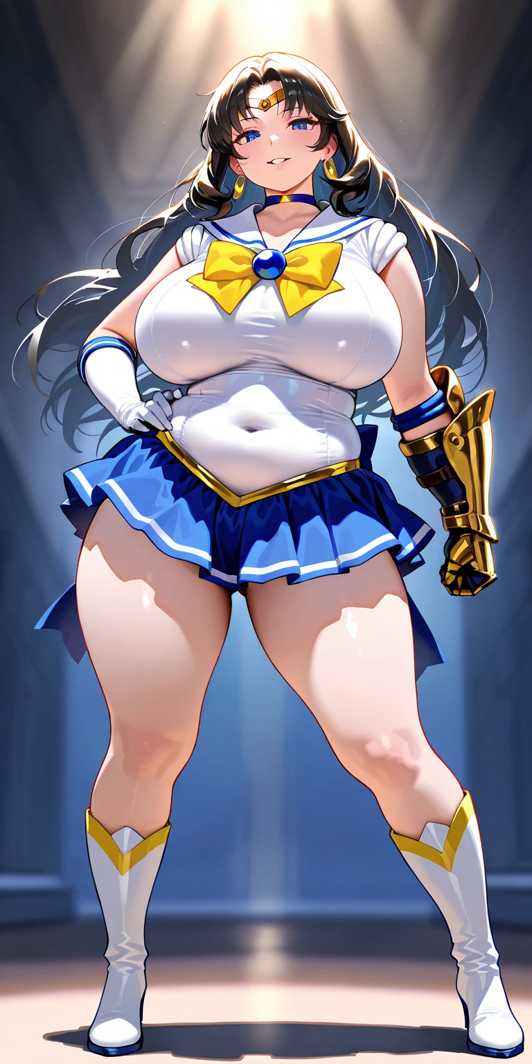 Masterpiece, best quality,alp artstyle,Sonoda umi love live,(white and blue leotard), magical girl ,star glasses, earrings, thighhighs, breasts,outdoors,day,golden eyes,(blushing:1.2),mini skirt, Gigantic Breasts ,Sexual seduction, pussy out ,slut, grinding magical staff