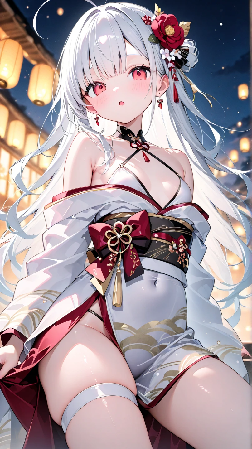 (photorealistic, high resolution, 1 woman, hips up), beautiful detailed eyes, long hair, ringed eyes, white hair, elegant jewelry, intricate tattoo, graceful hanfu, ethereal Chinese fairy, slender fingers, mature sister, cleavage, face to detail, detailed eyes, eyes extremely detailed, white hair, red eye, feel so angry, very angry, blushing