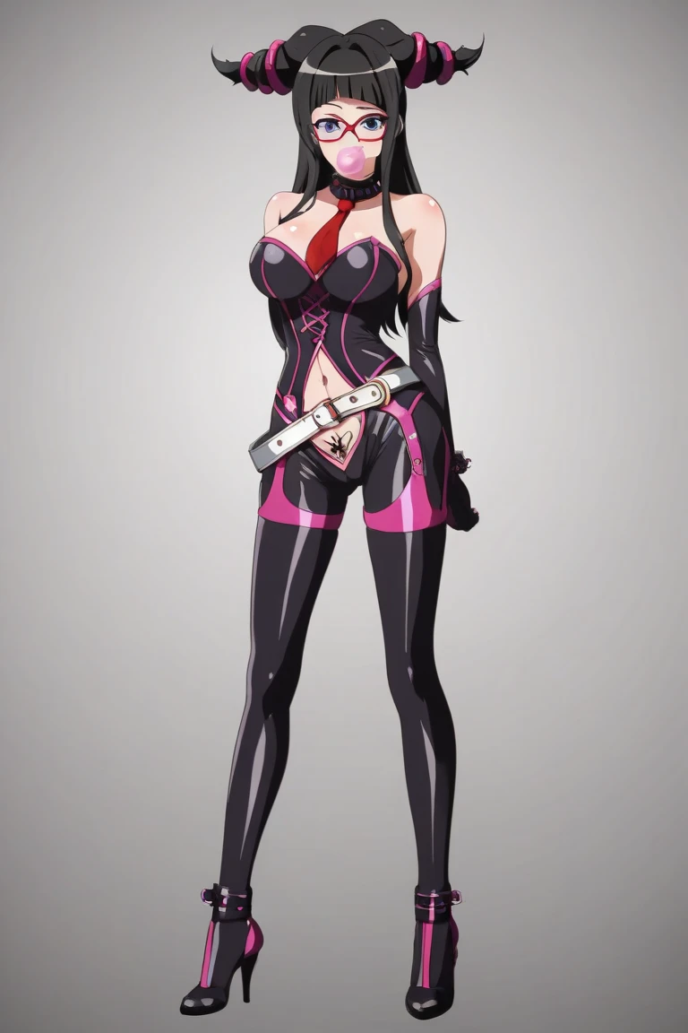 masterpiece,best quality,1girl,from behind,corruption,evil smile,flat chest,underboob cutout,highleg dress,abstract background,large breasts,