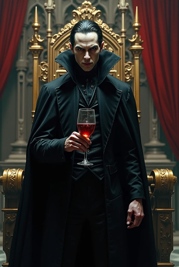 - (A haunting and atmospheric depiction of Dracula, the legendary vampire, standing in the grand hall of his dark and foreboding castle:1.2)
- (He is cloaked in darkness and shadow, exuding an aura of both elegance and dread:1.2)
- (The ancient castle is shrouded in dim candlelight, casting eerie silhouettes and revealing intricate, Gothic architecture:1.2)
- (In his hand, Dracula holds a goblet filled with crimson liquid, a nod to his insatiable thirst for blood:1.2)
- (His eyes reflect a mixture of ennui and eternal yearning, a testament to his immortal existence:1.2)
- (An image that immerses viewers in the timeless and chilling world of the vampire, where darkness and allure intertwine:1.2)
- (This portrayal embodies the enigmatic and seductive nature of the vampire legend, with the Count reigning over his ancient realm:1.2)
- (Dracula's presence is a symbol of both fascination and fear, an embodiment of the enduring allure of Gothic horror:1.2).