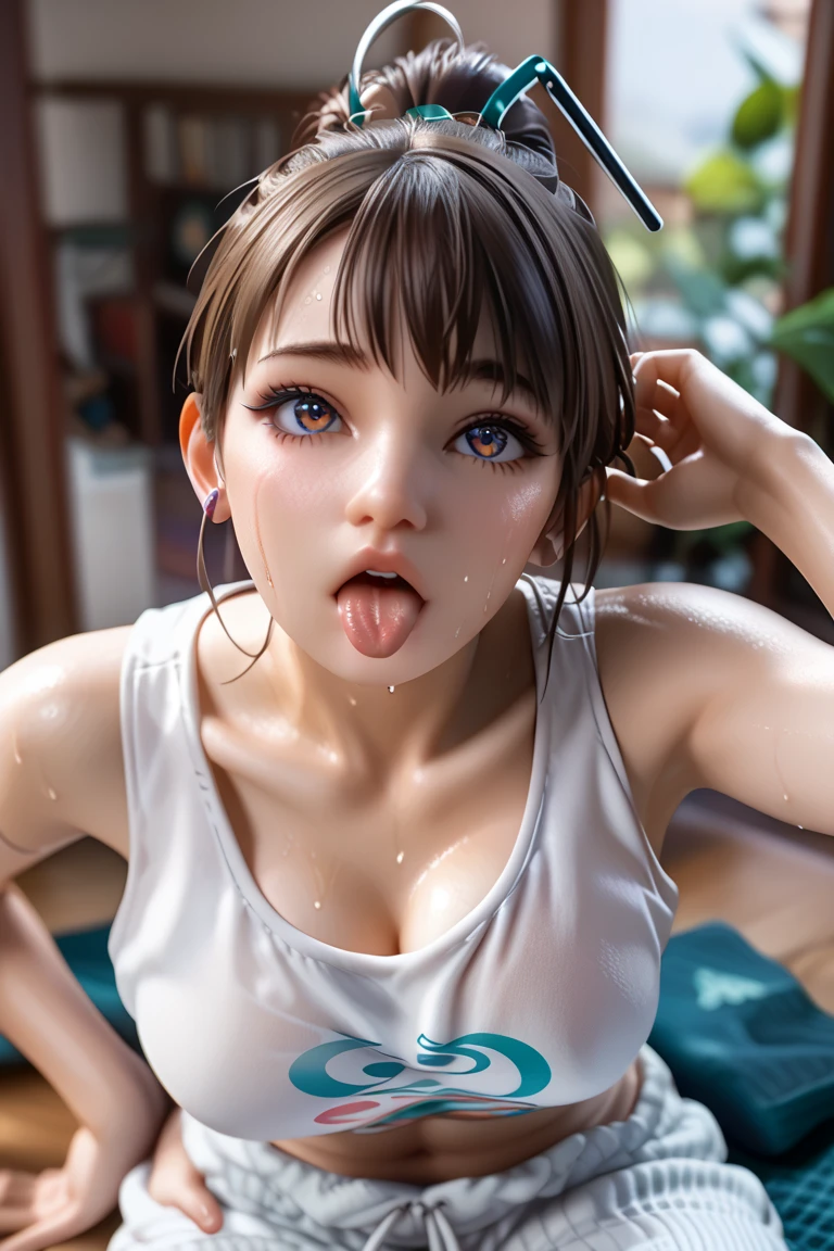 (Highest quality, 8K, masterpiece: 1.3), Beautiful woman with perfect figure: 1.2, Dark brown hair, Wearing a pendant, Wearing an apron, In the kitchen, Highly detailed face and skin, Fine grain, double eyelid, Big Breasts、Bimbo、Camel Toe、Giant tit、Nipple Puffs、Cleavage、Plump、Super big breasts、Super big butt、Bubble butt、((Alluring face、smug face、Ahegao、Open your mouth、Sticking out tongue、penis、semen、、penisを咥える、Blowjob:1.2))