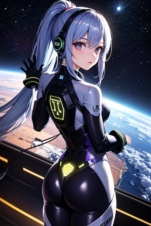 (ultra quality, 4k, 8k, high resolution, masterpiece: 1.2), ultra detailed, (realistic, photorealistic, photorealistic: 1.37) a sexy and beautiful young robot girl on a space station, 8k, ultra detailed, photorealistic, highly detailed, volumetric lighting, extremely detailed face and eyes, long eyelashes, upturned nose, full body, sexy, bare chest, intricate details, concept art, vibrant colors, cinematic lighting, spectacular lighting, science fiction, futuristic, advanced technology, elegant design, seamless integration, meticulously crafted, masterpiece