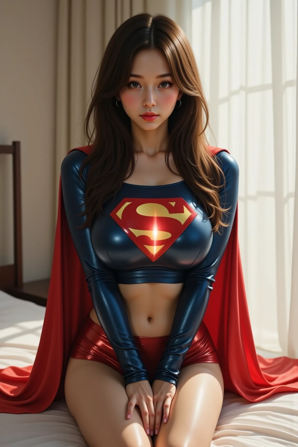 Remove the pants、Black pubic hair grows((Best image quality、8K、masterpiece:1.3))、Browsing Caution、Realistic Superwoman bangs