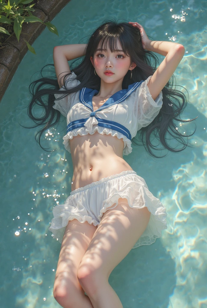 exposed,spread legs,Flowing water,Water all over the body