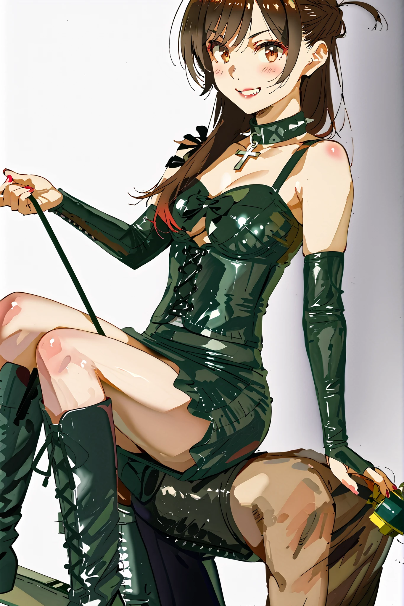 (((sitting cross-legged)))、Naked man on all fours:1.4、Woman sitting on naked man's back:1.4、a woman who takes the place of a chair:1.4、A man who is used by a woman as a human chair、human chair、Queen、((( 1 woman)))、(((solo:1.8)))、(((black latex elbow gloves:1.4)))、(((black latex high leg panties:1.4)))、(((corset dress is decorated with beautiful lace)))、(((corset dress with shoulder straps)))、(((corset dress with shoulder straps:1.4)))、(((Black Thigh-High Boots:1.4)))、(((Black rubber tights:1.2)))、(((stiletto heel boots:1.4)))、(((Stiletto Boots:1.4)))、(((black latex tight mini skirt)))、(((Queen Who Replaces Men in Chairs)))、(((Black leather collar)))、(((Bold Poses:1.4 )))、Wide legs:1.2、(((erotic)))、(((cowboy shot)))、close-up、beautiful eyes with highlights、Completely Bound、} 2 perfect legs based on anatomy、wearing cute mythological costumes、(perfect 4 fingers and 1 thumb)、最高masterpiece、masterpiece、absurdres、High Definition、Hi-Res 8k、detailed faces with ofisu、detailed eyes、Detailed Hairstyle、masterpiece.top quality、soft lighting、one woman、Chizuru Mizuhara、
(Indoor、The SM exclusive hotel、SM Exclusive Room)、slender young woman、beautiful and smooth skin、Ultra Details、anime style、sharp face、small face、Slim jawline、seductive gaze、shiny maroon hair、single sided up、brown eyes、brown hair、soft, smooth curves、slender body、(medium chest: 1.3)、anime screenshot、stares at the viewer、No expression、grin、mean expression、smug、smirk、grin、Blush:1.4