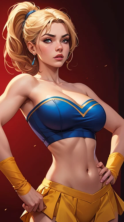 from street fighter,(big breast:1.5),dynamic poses, totally wide open her chest,big chest,super perfect body curve,S-shaped body,anime waifu (18 years old)-hot daddy-frivolity-body language, fit figure, bad laughing,gorgeous perfect face, realistic style and super detailed renderings, superrealism,kawaii, zbrush, super-realistic oil, contour shadow-process - (Waiting to start)
