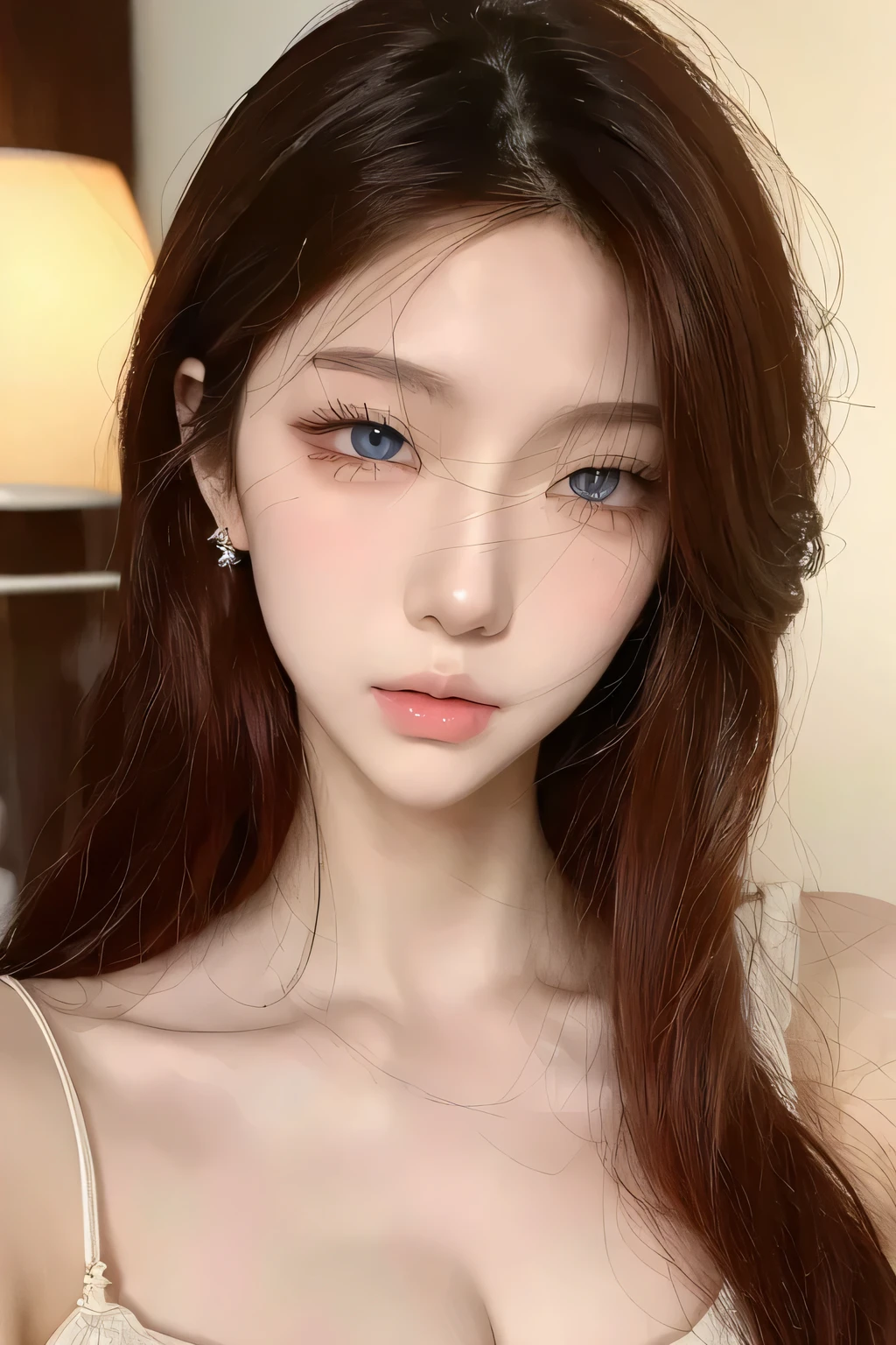 Beautiful Woman with Perfect Body：1.4，Layered Hairstyle，Cleavage，highly detailed facial and skin texture，double eyelid，Skin Whitening，long hair，Exquisite evening gown