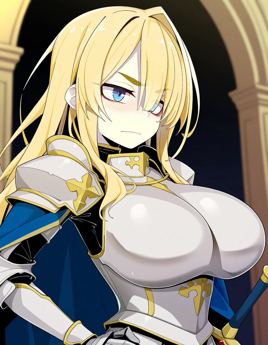 <lora:Balirossa:0.9> balirossa, blonde hair, long hair, 1girl, side braid, solo,blue eyes , huge breasts, armor <lora:DBKiCharge_XLPD:0.6> ki charge, aura, yellow aura, clenched hands, cowboy shot, muscular, clenched teeth, veins, anger vein, (ripped clothes:1.5), (spiked hair:0.8), score_9, score_8_up, score_7_up, , anime coloring ,BREAK source_anime, anime