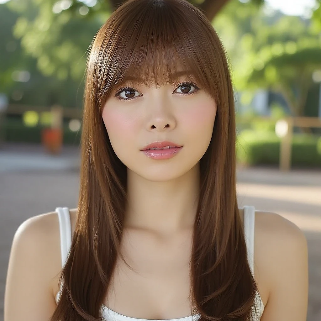 Best quality, 8k,  ,Masterpiece :1.3)), facing viewer,((full body1.2)) ,pretty woman, wide shot ,1girl, , selfie   , , Illumination , brown hair  , bangs,ultra-detailed face, highly detailed lips, detailed eyes, double eyelid
