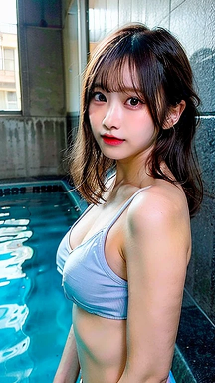 Cute and beautiful with semi-long hair20A voluptuous Japanese woman in her late twenties is diving underwater and smiling broadly at the camera.、she、She looks very cool in her micro bikini。There are lots of beautiful tropical fish swimming around.