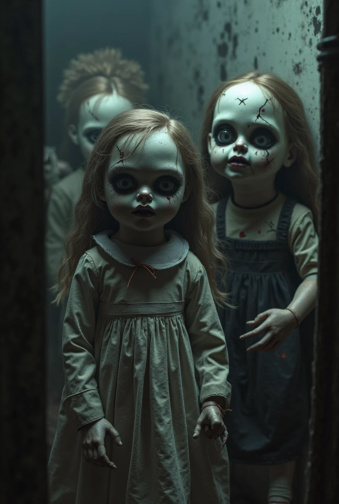 Abandoned village, room with killer dolls smiling at you maniacally, are possessed by demons