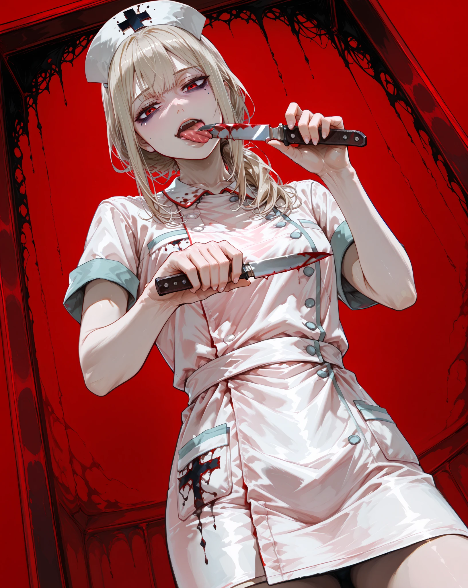 Masterpiece, Corpse of dead women inside of bathtub, wearing bra, blood splatter, red colored water, crime scene,