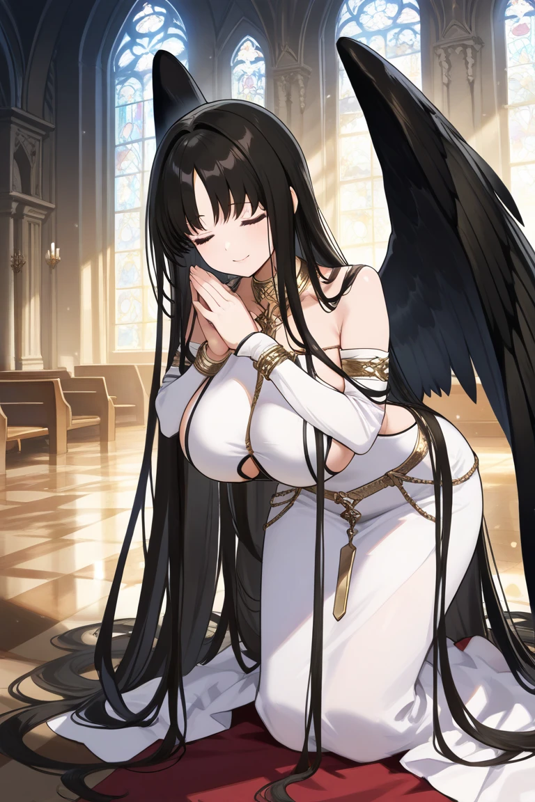 （masterpiece），（The best quality），（high quality），（A detailed），（absurderes），（good artist），1 girl，Albedo（cornerstone），white dresses，The hair is between the eyes.，white horn，black wings，low wing，globular milk，with his back to the audience，Ahegao，（Arms in front of your chest）