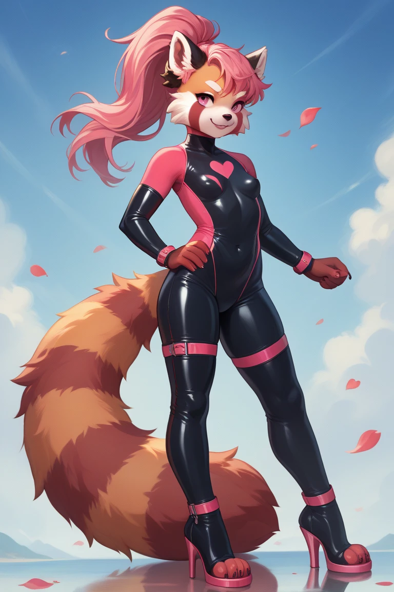 (furry:1.2), realistic fur, ((white fur)), details down to every fluff, big eyes, foreboding colors, 1girl, solo, long hair, bangs, yellow eyes,  pink hair, smug, hair ornament, full body shot, jewelry,  scuba gear, diving gear, ((black wetsuit)),
 (masterpiece:1.2), (best quality:1.2), highly details, extremely detailed ,looking at viewer, on the beach, sassy pose,