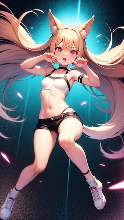 8K, 4k, highest quality, High resolution: 1.2), (masterful, realistic, Photoreal: 1.4), two women,  beautiful face, she is crying、Shining Lipin Eyes, beholder, Fair skin, white skin: 1.5), Fine complexion, big, big,  blonde hair color、bangs, ,  young, s asack-view、big ass、super breasts、H cup、lower hair、wearing a maid headband、Rear view、exposed nipples、T-back that digs into your butt、thong lingerie、wear a pink thong、pink lingerie、emphasize the buttocks、pink calvin klein thong、elf ears、cute hairstyle、Wearing headphones
