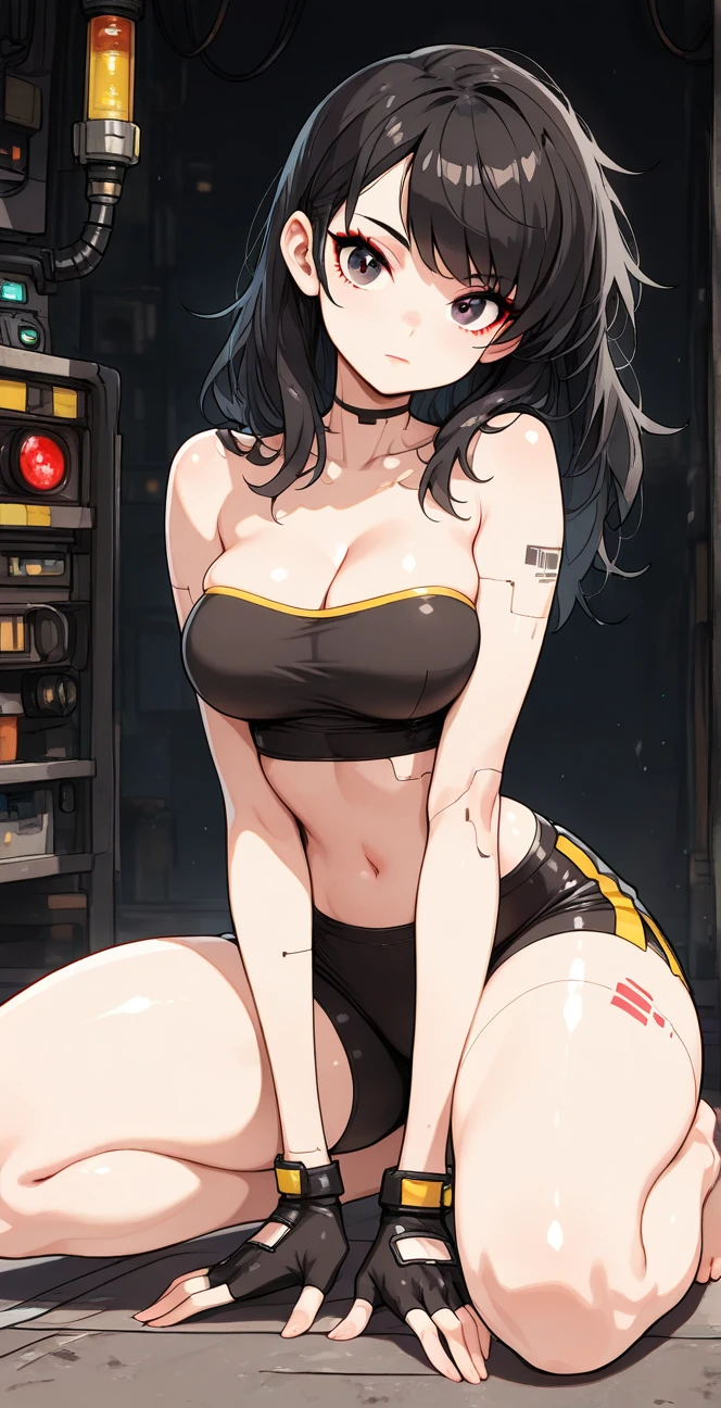 (masterpiece:1.2, best quality: 1.2, illustration), Gorgeous caucasian female, short black hair, bangs, pale skin, thin lips, double eyelashes, make up, (nurse cosplay), (nude body), bare chest, (exposed breasts), (beautiful big breasts), exposed cleavage, popped out (nipples), pink nipples, narrow waist, wide hips, (mini skirt), waving skirt, no panties, (beautiful round ass), perfect round ass, back view, pov ass, ((visible pussy)), vagina, (fishnet stockings), looking back, blush, embarrassed, seductive face, nurse cap, hospital bedroom, HD, 4k, highres, extremely detailed, award-winning, aesthetic back, (blurred background), highly focused
