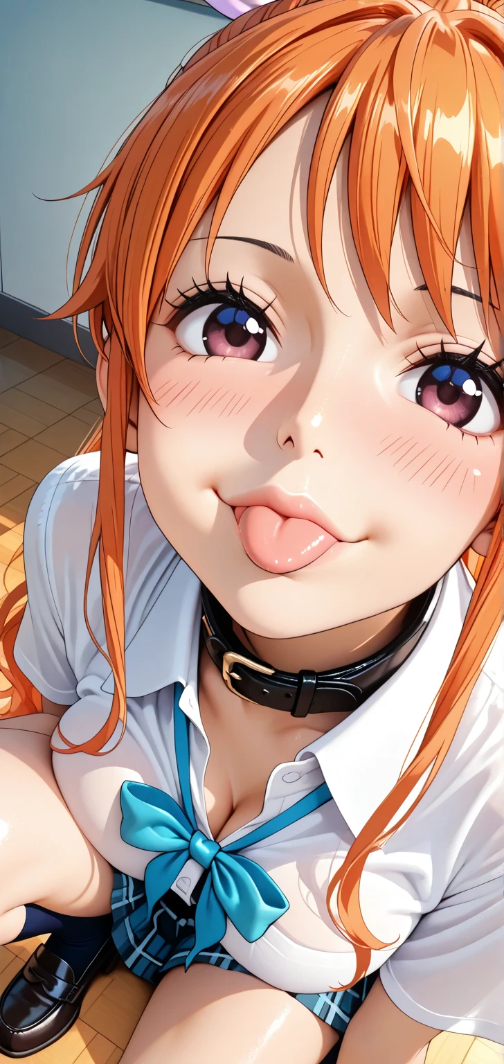 (Highest quality, 8K, masterpiece :1.3),Mrs. Yuigahama,ガハMom, As I expected, my youth romantic comedy is wrong。, One woman,30 years old,Mom,Orange Hair,Bun Hair,nsfw,Blowjob,profile,Holding a penis in your mouth,Man&#39;s lower body