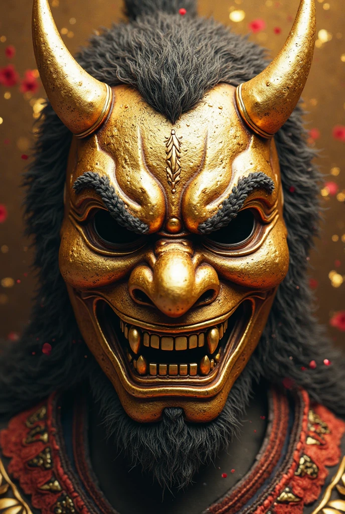Toad hannya samurai orange red waves chrysanthemums 