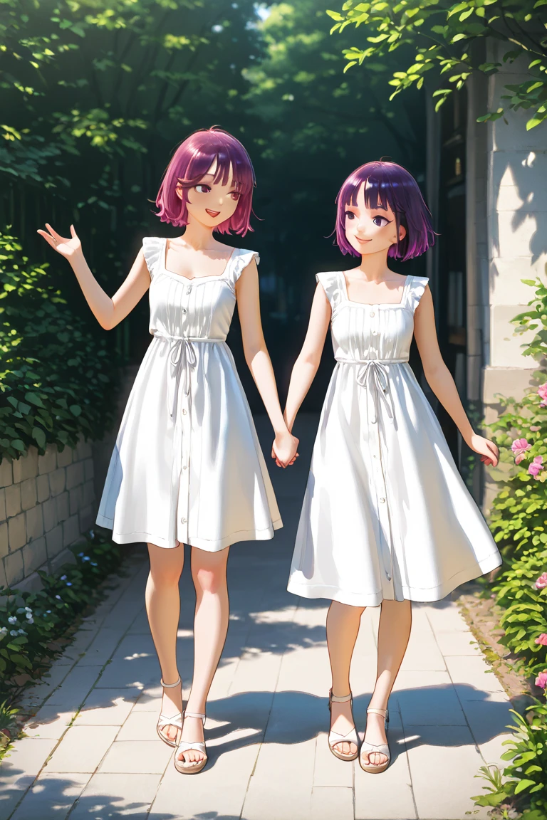 yuiyuigahama, yui yuigahama, short hair, (Brown eyes:1.5), (Pink Hair:1.2), Hair Bun, single Hair Bun, smile, (Big Breasts:1.2),happy smile, smile, Open your mouth,
, Sleeveless pink dress,Pink long skirt,Cute Sandals,walking,Real Summer,Daytime,sunny,whole bodyがイラストの中に入っていくように,
break outdoors ,garden, break looking at viewer, whole body,
break (masterpiece:1.2), highest quality, High resolution, unity 8k wallpaper, (shape:0.8), (Beautiful and beautiful eyes:1.6), Highly detailed face, Perfect lighting, Extremely detailed CG, (Perfect hands, Perfect Anatomy),
