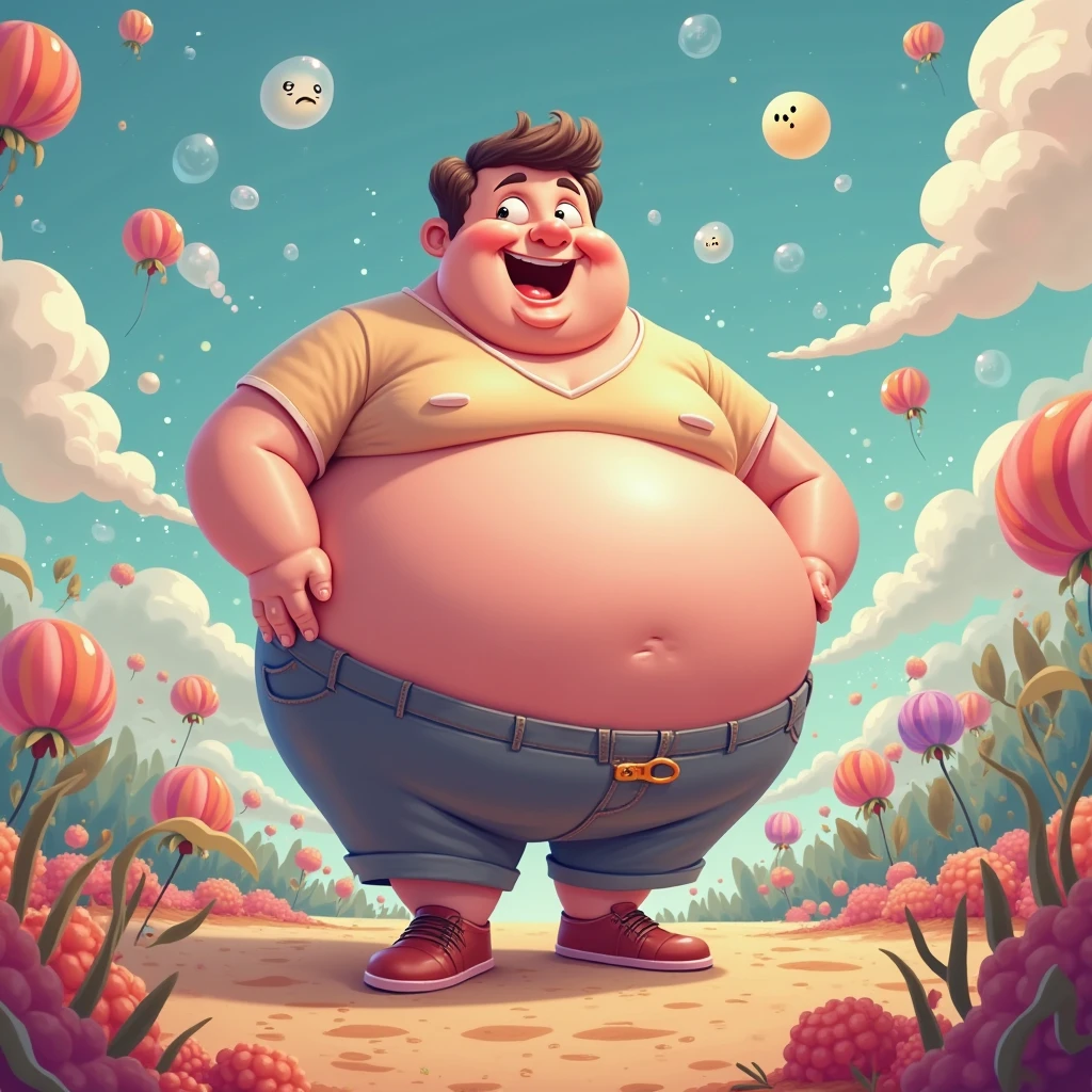 A man with the body of a half-fat celestial human, extremely dumb and foolish