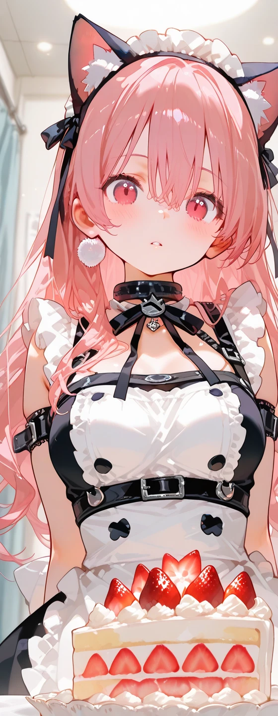 manacles, BDSM, slaves, rubber, Pink corset, Body-tights, collars, NSFW, ((Best quality at best, 8K, tmasterpiece: 1.3)), Focus Clear: 1.2, 1个Giant Breast Girl, calm expression, fox ear, Get wet: 1.5, Highly Detailed Face and Skin Textur, 詳細な目, 二重まぶた, long whitr hair, ridiculously big, Bedrooms