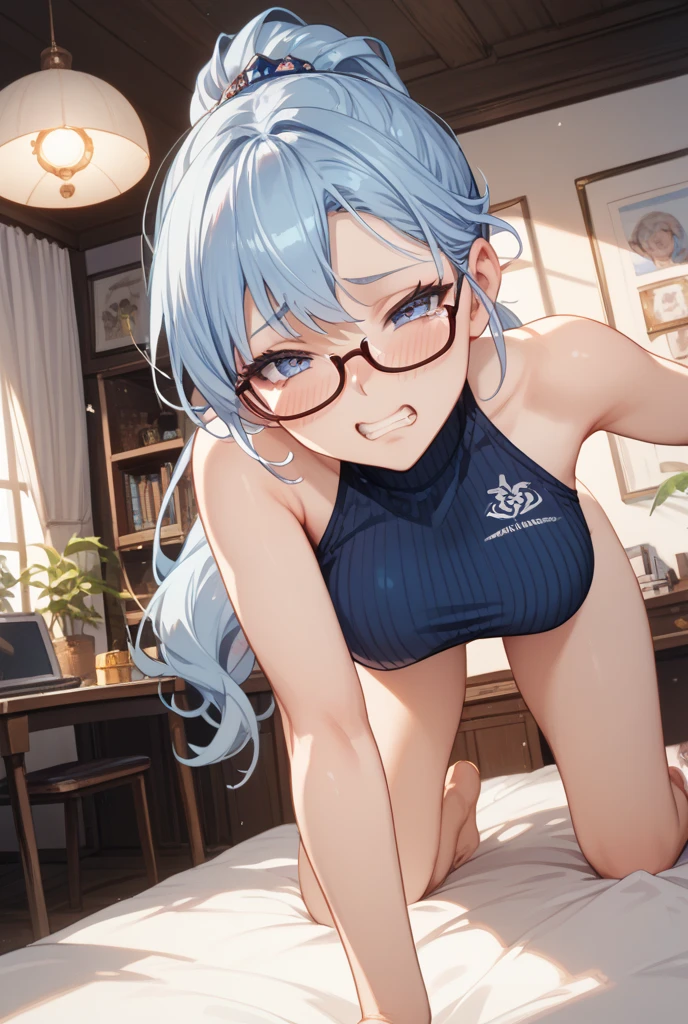 highest quality,wonderful,finely,extremely detailed CG Unity 8K wallpaper, (1 girl, blue eyes), ((largest breast)),(huge breasts:1.2), (black school swimsuit:1.3), (bare shoulders:1.1), (clavicle:1.1), (semen:1.2), (loli:1.5),(sperm:1.2), (zettai ryouiki:1.2),(constriction:1.2), (Are squatting:1.2),(Nipples),(Nipples visible), ((cum,sperm,semen)),(((cum on face))),((ejaculation semen)),((ejaculation cum)),(((bukkake))),waterfall braid hair,arms up,armpit,locker room,(((cum on body))),(((sukumizu))),Glasses,