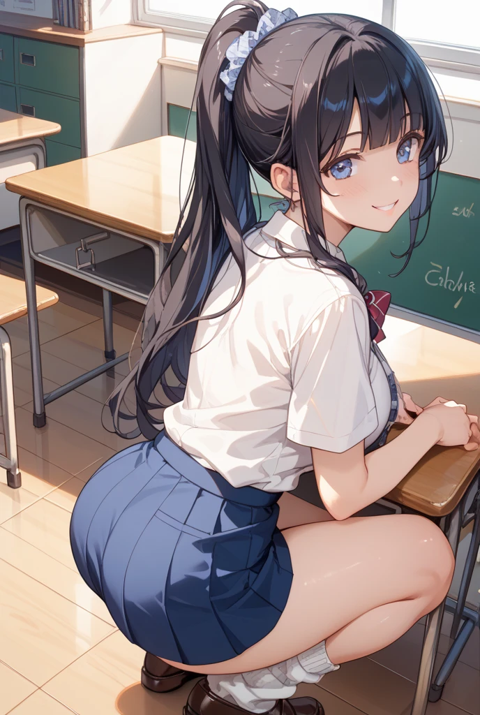 The size of the ass of a 19-year-old Japanese college girl with long black hair、skirt