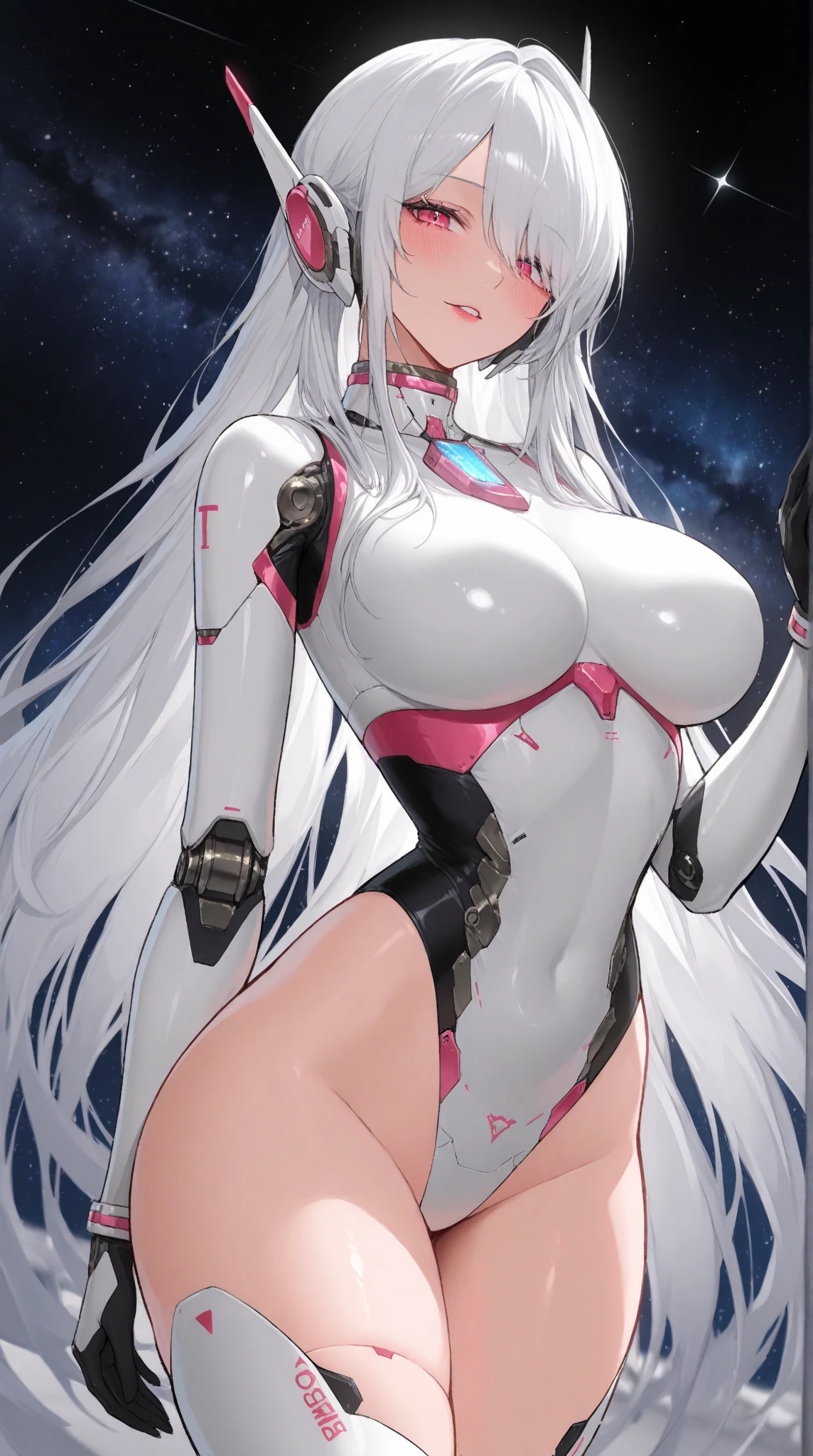 ((girl, Mecha)), glowing eyes, delicate face, broken armor, Mechanical aura, Mechanical arm, white hair, long hair, Ceramic body, Thigh gap, Small chest, Internet background, Very good city, (translucent, Reflective Skin), 8K, best quality, Super detailed, (Surrealism: 1.4),