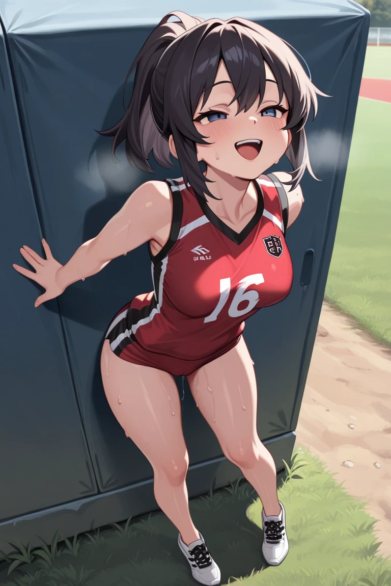 (Best Quality, High Resolutions, Ultra Detailed, Realistic:1.37), Portrait, Waifu, Footballer, Sexy, Hyper Sexual, Futebol, Athletic, Fit Body, Strong Legs, Intense Expression, Dynamic Pose, Vivid Colors, Studio Lighting, Black Style, Flawless Skin, Sweat Beads, Shiny Hair, Shorts, Fitted Jersey, Sports Shoes, Football stadium, Passionate Crowd, Sharp Focus, Physically Based Representation, Bokeh, High Contrast,  Lights and shadows