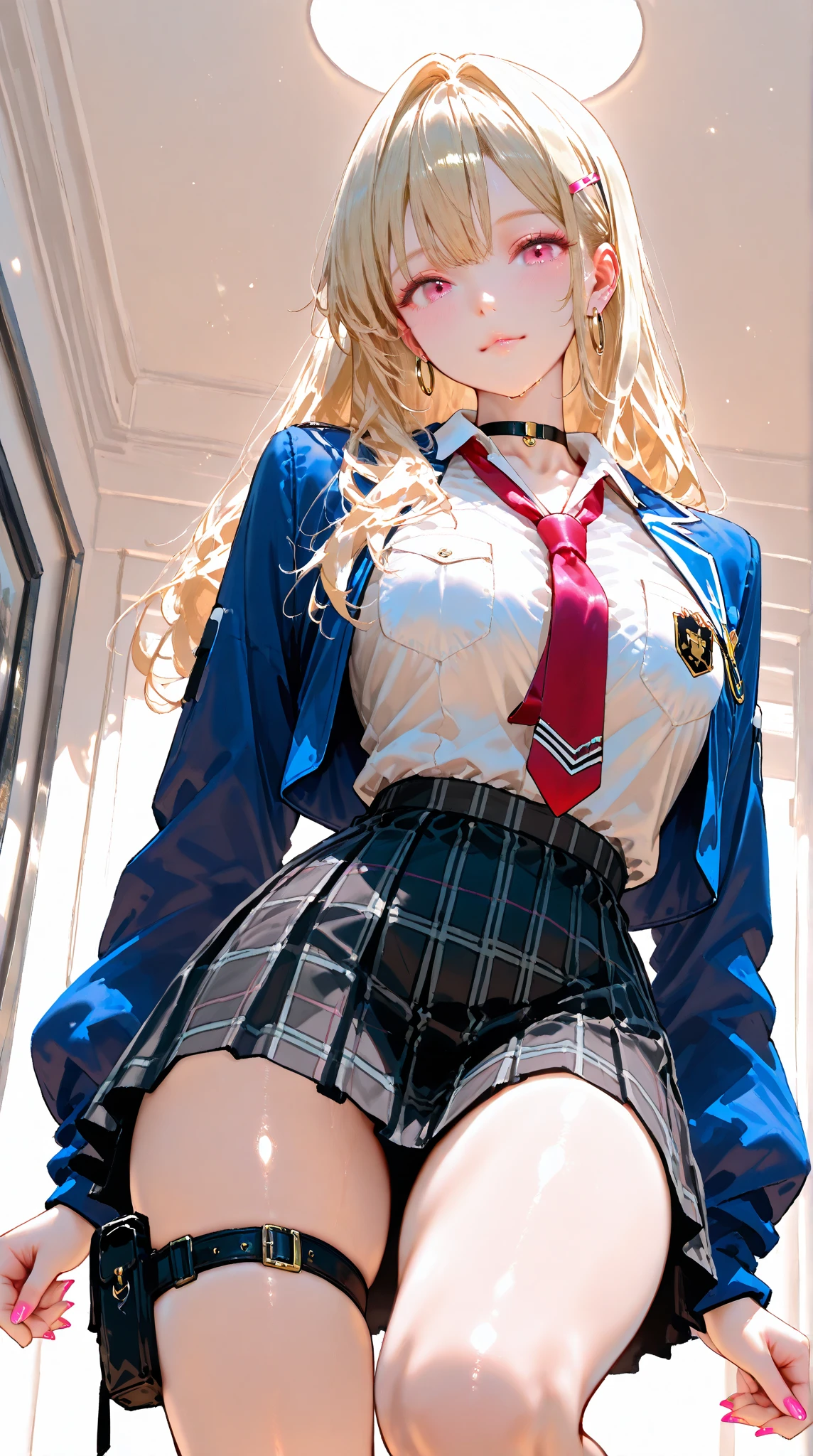 Adult Girls, Cosplay, Sailor suit, mini skirt, Knee-high socks, (Eye patch:1.4), gigantic Breasts,