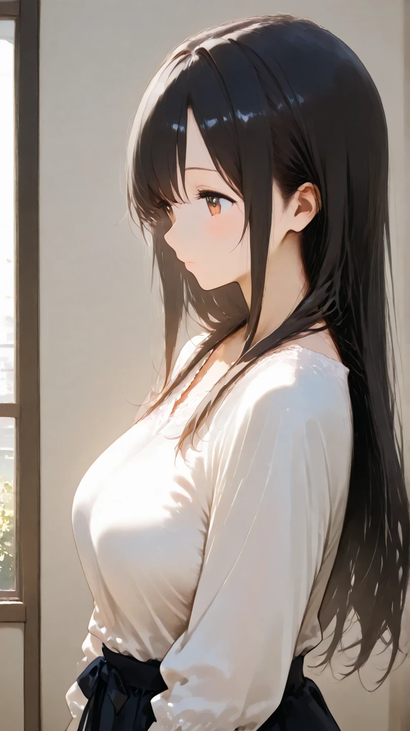 Cute mommy, mature women, realistic skin,perfect ,black hair, long hair, (hair over one eye:1.4), messy hair, hair between eyes, oversize shirt,pink mini skirt, chubby,plump,fat,pucker lips,cute shy blush on,garden, under tree,night
