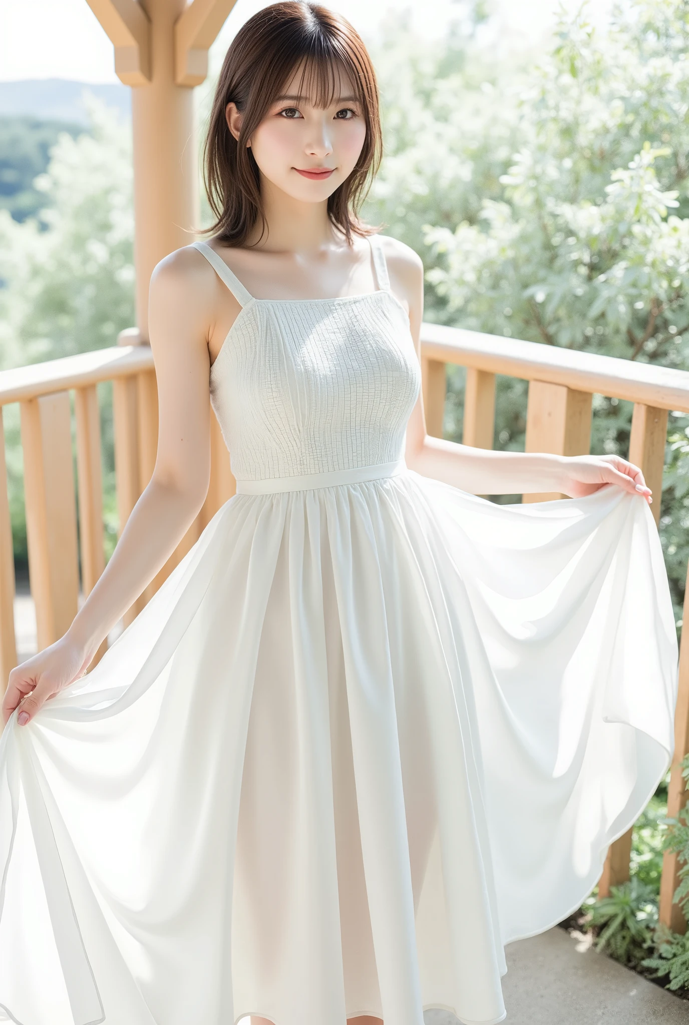 1 girl, (detailed skin, supple skin pores), [freckles], [beauty marks], white dress, full body, masterpiece, ultra realistic,32k,extremely detailed CG unity 8k wallpaper, best quality, (flowers), <lora:copax_flower:1.2>, (masterpiece,best quality:1.5)