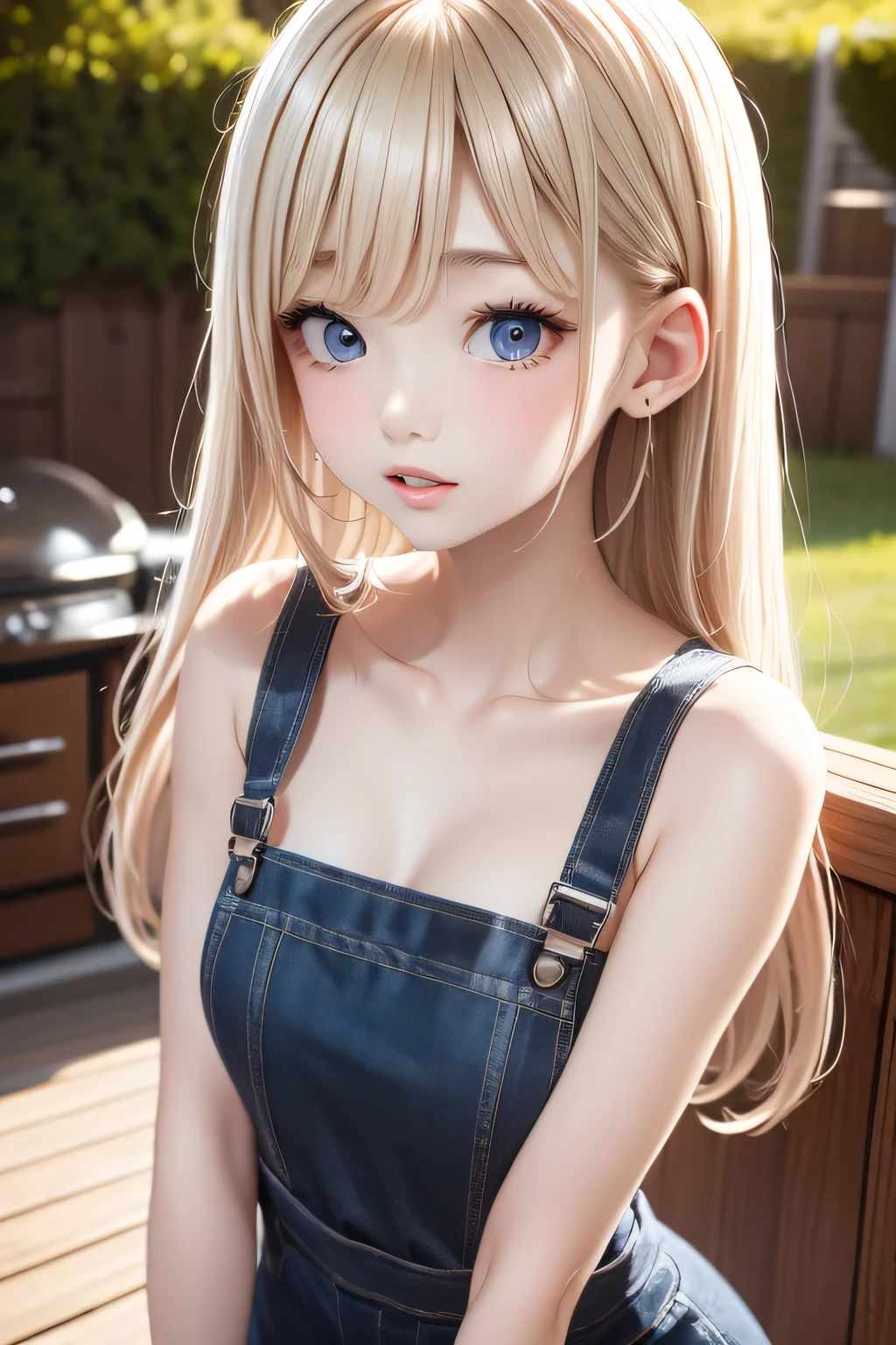 masterpiece,Highest quality,Very detailed,beautiful girl,Completely naked,Overalls,Looking to the side, teenager,Perfect Face,Beautiful and detailed eyes,Beautiful Skin,skinny,Dynamic,smile,farm
