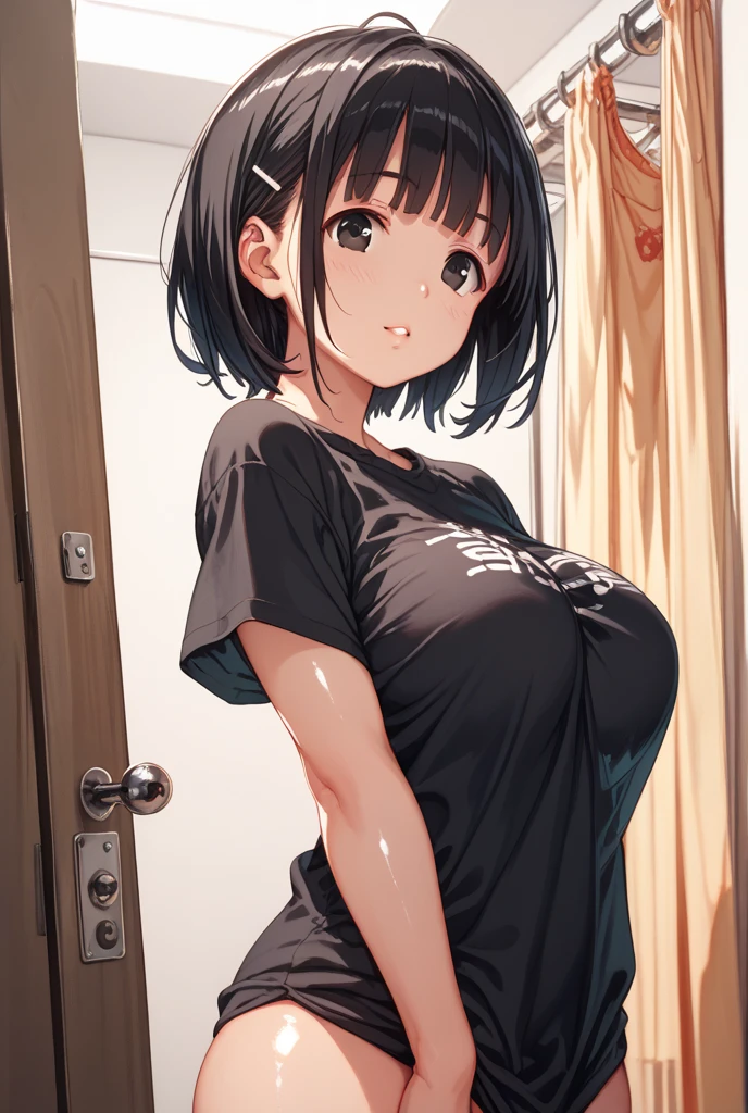 1. Beautiful girl in a pink polo shirt, short hair, Large Breasts, Embarrassing, Beautiful fingers, Shyness, worries, Black Hair, No underwear, Bending over Black eyes Hospital Beautiful Cute High quality Short sleeves No bra, drool, on all fours, naked
