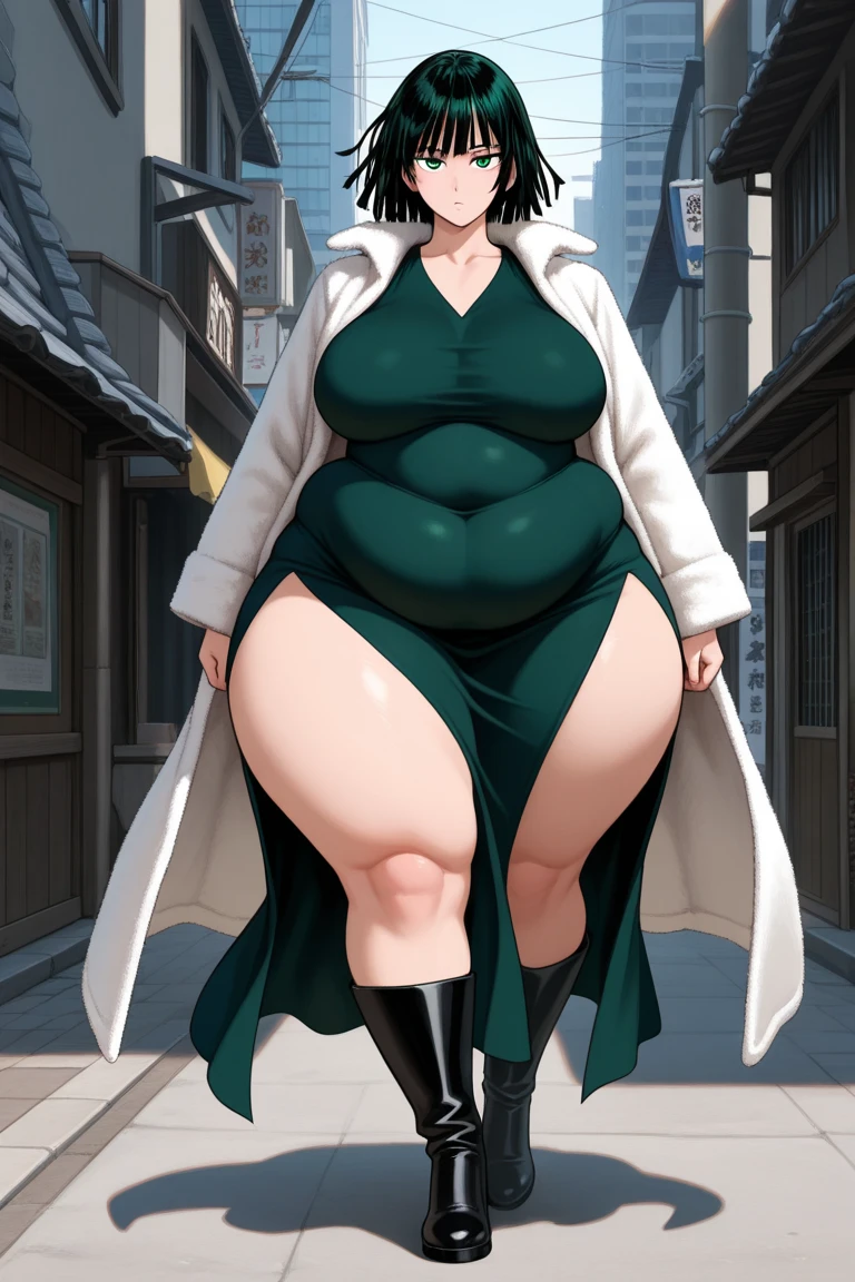 noi, nun, huge breast, boots, pants,cloak, musclegirl, walking, smile