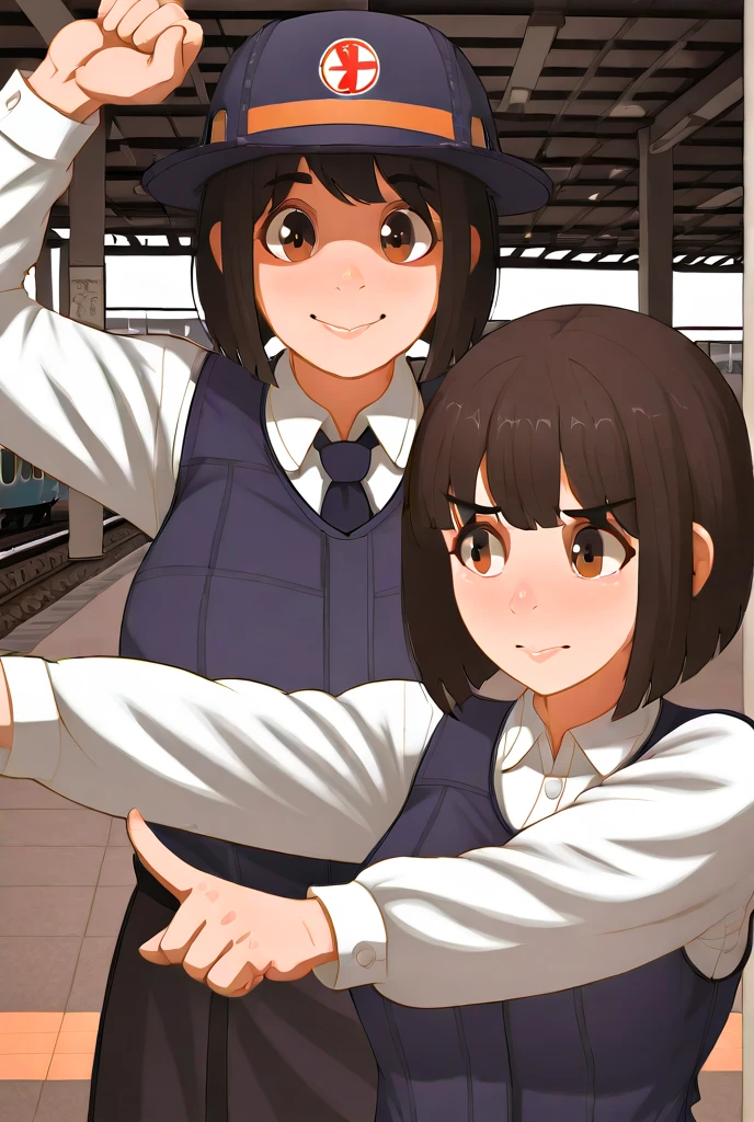 masterpiece, highest quality,Anime Style,Troublesome、Twin tails、Brown Hair、sit in a train seat、Spread your legs、Office Suits
,Pencil Mini Skirt、Unbutton your shirt、Lace panties、Lace bra、Smaller breasts、Nipples、pumps、whole body、blush、Smile