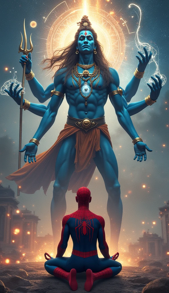 A genie in a lamp scaring Spider-Man