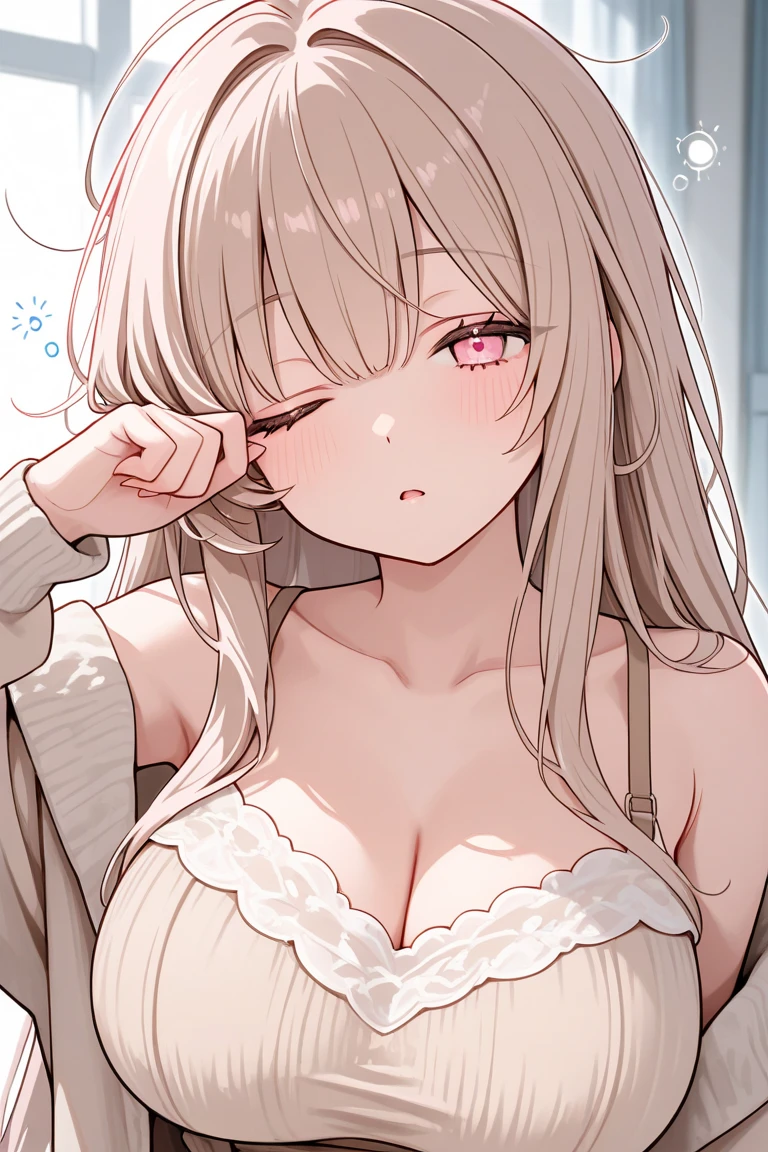 nsfw,1girl,head,front View,dynamic angle,Solo,High Saturation,High lightness,masterpiece,best quality,very aesthetic, absurdres,pov Crotch,oversize bra