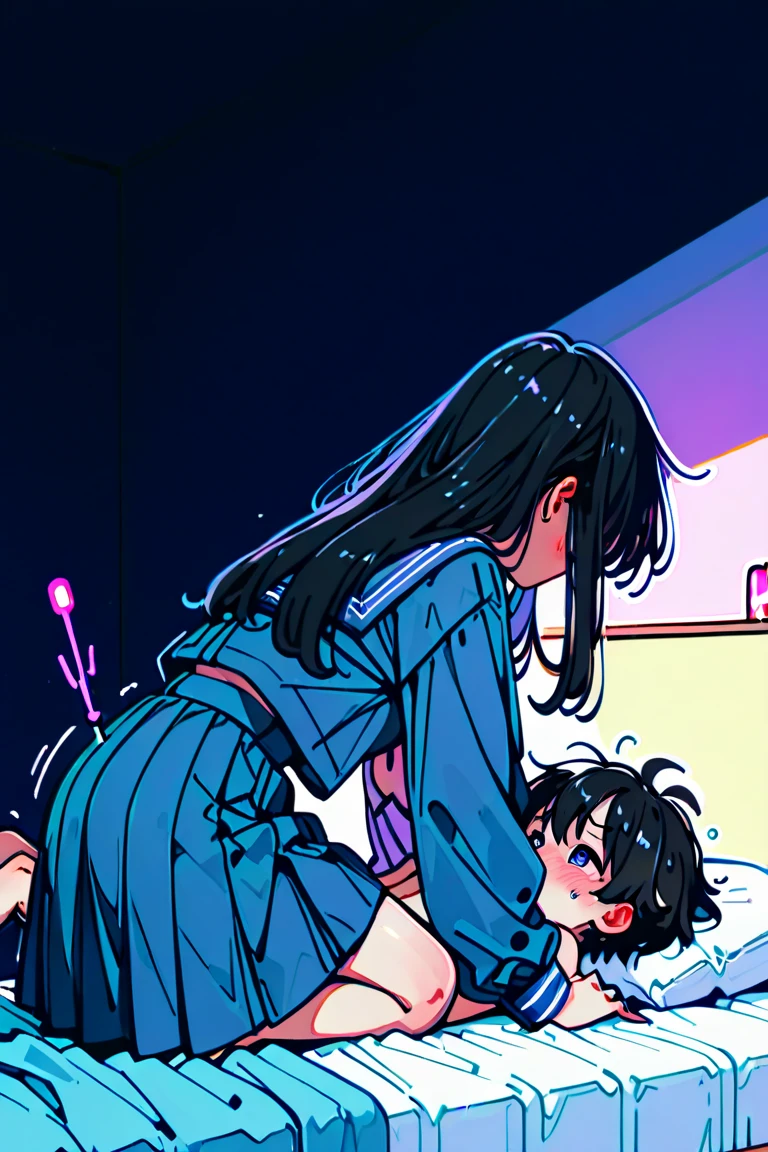 [GENERATED BY 7th anime XL-Pony A:100]
score_9, score_8, score_7_up, source_anime,
masterpiece, highres, ultra detailed, 8k , best quality, extremely detailed face, perfect lighting,
beautiful skin, shiny black hair, black long hair, blush, ears blush, 
 in narrow restroom stall, (intercourse with a man), (suspended congress:1.4), (ass focus, ass grab, standing, hug, leg lock, breast press, straddling, arms around neck, lifting person), (closed eyes, open mouth,perfect anatomy, (vaginal penetration), (thick penis,) cum, pussy,kiss, perfect anatomy, wear condom, 1laughing idol (wearing (sky-blue) cute maid-style idol costume), BREAK,  (1shy boy), ((blush, ear blush), idol’s sweat, heavy breath, moisture, from below, round butt