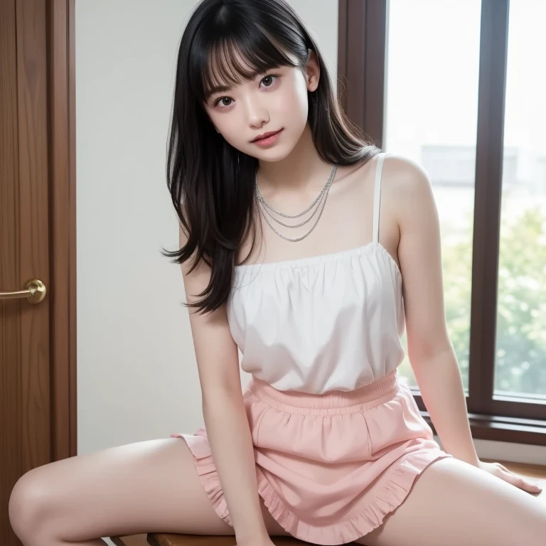 1girls, masterpiece, highest quality, disorganized, retro artstyle, 1980s \(style\)))), look viewer, (((full nude on the way))), (Madoka Ayukawa, long hair, full nude), (((fll nude))), knee shot, full blush, (((no Panties))),, Take a look here, (((nsfw))), view audience, short hair, 2girls, nsfw, Genitals are visible, (((See here))), nsfw, (Japanese girl showing off genitals:1.1), look viewer, hands on knee,