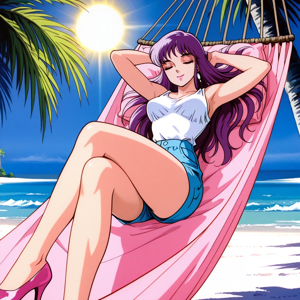 ((high quality colour line art)), (highly detailed), ((cute young girl lying on back, smiling)), ((???????????)), (((((small breasts))))), looking at viewer, necklace, (((sunny beach))), pale skin, ((?????)) (((anatomically correct))), (long purple hair), smirk, ((soft pussy)), ((young-looking)), ((view from above)), (((white towel)))