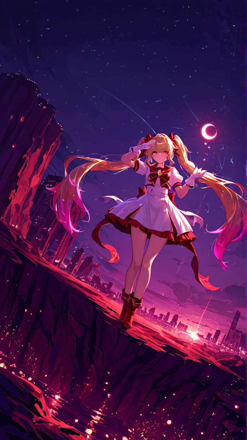 expansive landscape photograph , (a view from below that shows sky above and open field below), a girl standing on flower field looking up, (full moon:1.2), ( shooting stars:0.9), (nebula:1.3), distant mountain, tree BREAK
production art, (warm light source:1.2), (Firefly:1.2), lamp, lot of purple and orange, intricate details, volumetric lighting, realism BREAK
(masterpiece:1.2), (best quality), 4k, ultra-detailed, (dynamic composition:1.4), highly detailed, colorful details,( iridescent colors:1.2), (glowing lighting, atmospheric lighting), dreamy, magical, (solo:1.2)