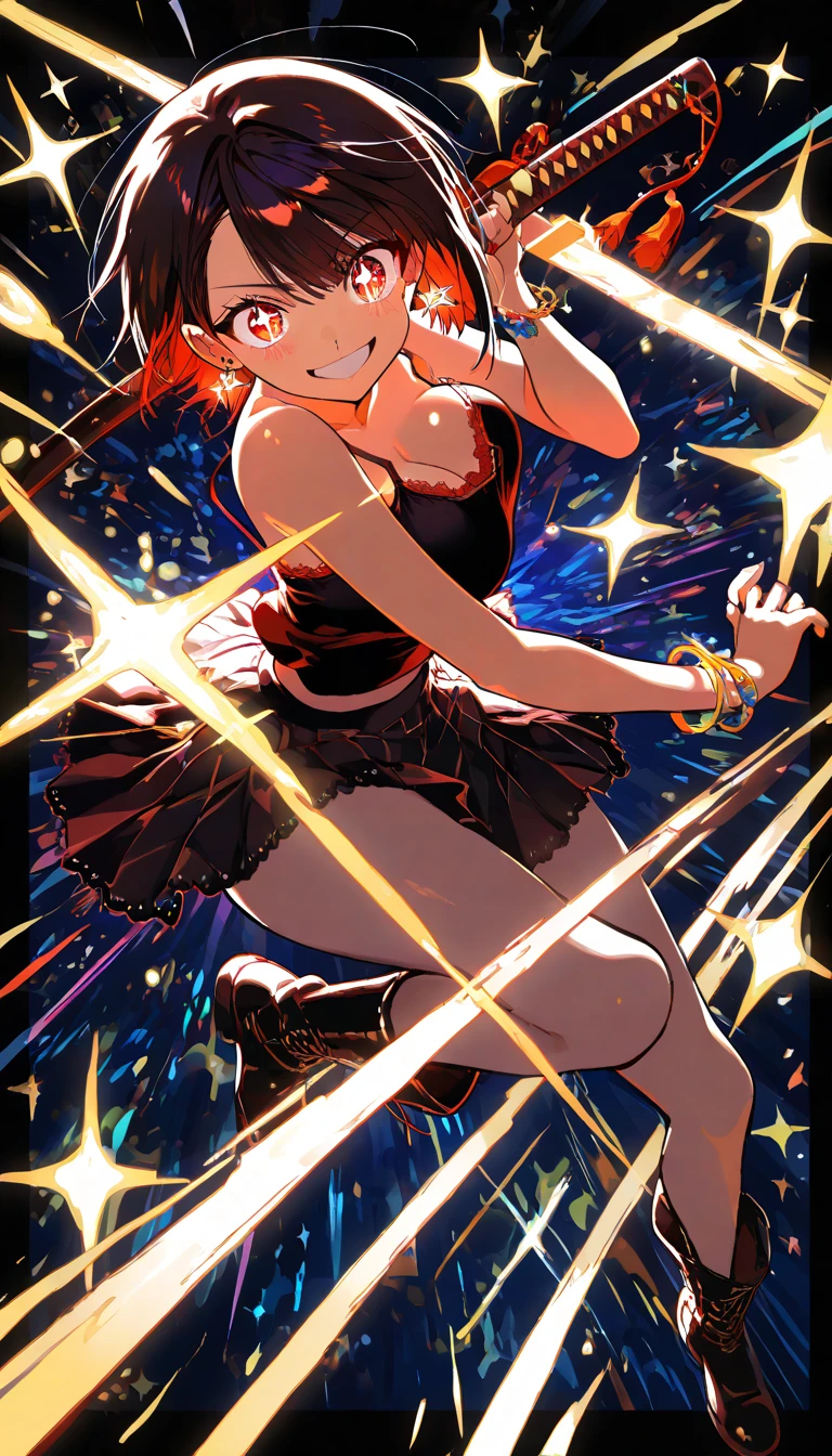 masterpiece, best quality, beautiful art, high resolution, well formed hands, body and fingers, 1 woman, solo, Karin Maaka , adult, grown up, big breasted, cleavage, full body, hair ornament, gorgeous legs and thighs, smile, wearing a Mii outfit, sexy and skimpy jungle bikini, pelvic curtain, she is fighting in a combat match at a martial arts tournament, she is getting ready to fight, making her guard pose, action and fighting scene, about to hit the viewer, looking at the viewer, sweating , feeling confident and proud, smiling joyfully and happily, charming her opponent with her beauty, winking at the viewer, fighting scene, martial arts tournament on the beach