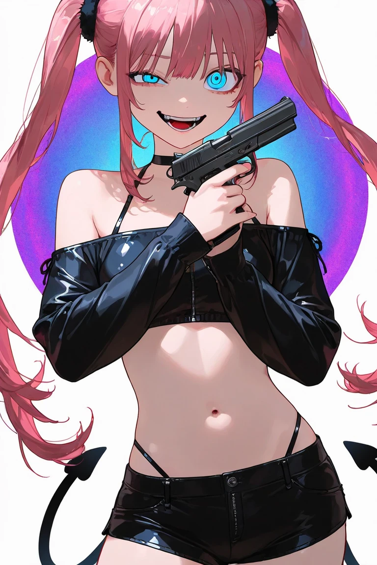 (masterpiece:1.2, best quality), (1lady, solo, upper body:1.2), Hair: buzz cut, Clothing: oversized, distressed denim jacket with patches and pins, paired with black skinny jeans and combat boots, Accessories: silver hoop earrings and a black choker necklace, Hanging out in an underground music venue or street art exhibit