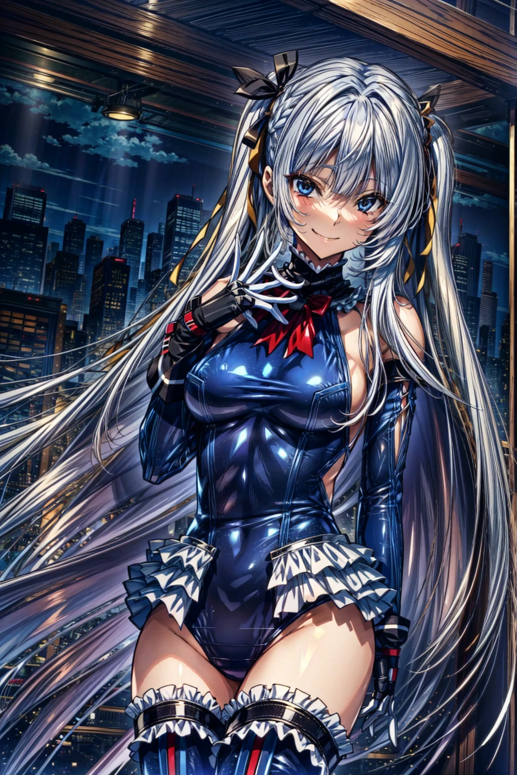 best masterpiece, ultra detailed, best quality, sharp focus, 12K, super high resolution picture, big tits,4K,Perfect Anatomy, highest quality, Marie Rose,Wicked Smile,Provocative attitude
,,Wicked Smile,Anime Style,(Ruffled swimsuit, Knee socks, Removed sleeve), (Anime Style:1.4) ,
,(White fingers:1.1,Black gloves),
Hollow Eyes,,1 Girl、(In the research facility),,(very long hair:1.6),(full body:1.4),(Tube connected to the crotch:1.8),nsfw

