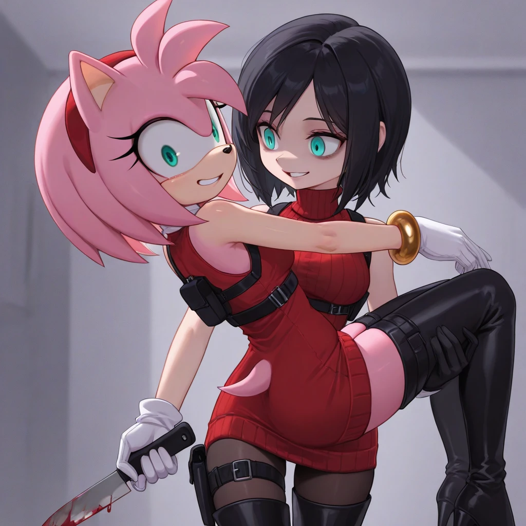 Realistic ART style, 2girls, futa Cammy fucking pussy Ada Wong from Resident Evil