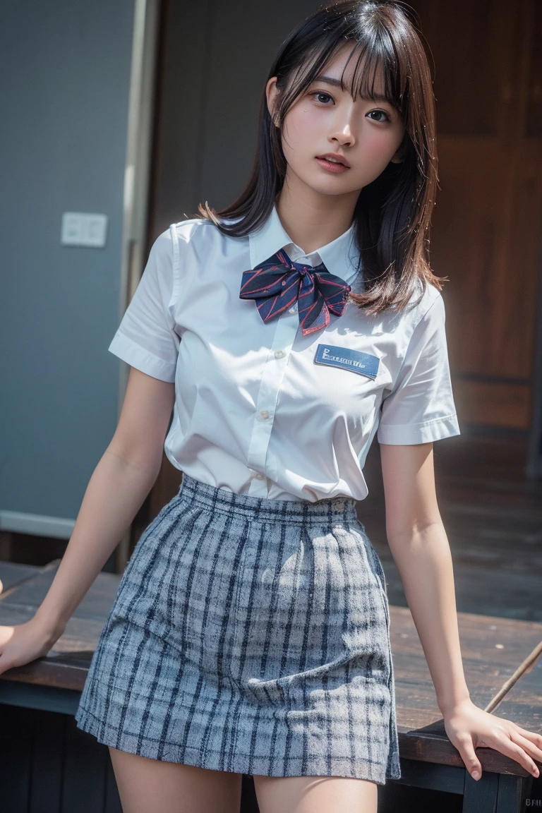 masterpiece, Best Quality, ULTRA DETAIL , Superrealistic Concepts , Detailed 8K Resolution Concept , Photo Quality Photo Poses , High resolution realistic masterpiece, Professional Photos , attractive poses at random angles, Amazing full color, Super Detailed and Clear , Brilliant and Perfect Symbolism , Sexually attractive, 8 Life-size, Seductive and Immature Women , Perfect Body with Perfect Proportions , Nice Perfect Face with Soft Fair Skin, Perfectly shaped face, perfect Detailed face, Photos of Beautiful Japanese Women , (Detailed face: 1.1), Semi-short black hair, Standing Classroom , big, simple white shirt , (Viewer Perspective: 1.1), brown plaid super mini pleated skirt, smile, blackboard , machine, chair, ((( skirt and spreads out ))), (( from behind)), From below, panties, cowboy shot of a man, spread his legs, White Panties ,