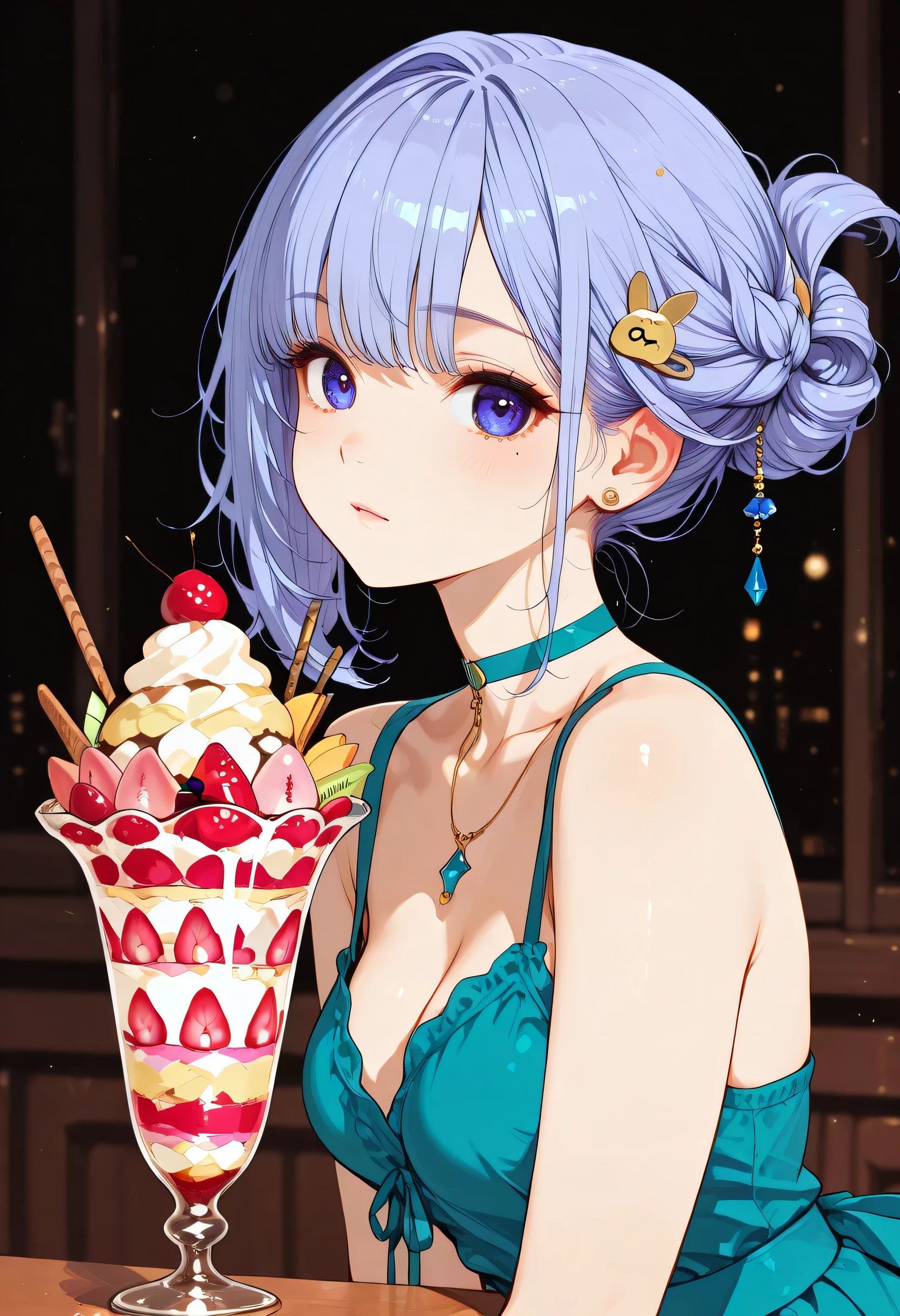 niece、(((A hairstyle inspired by a parfait)))、where is a hair ornament inspired by fruit々if you try