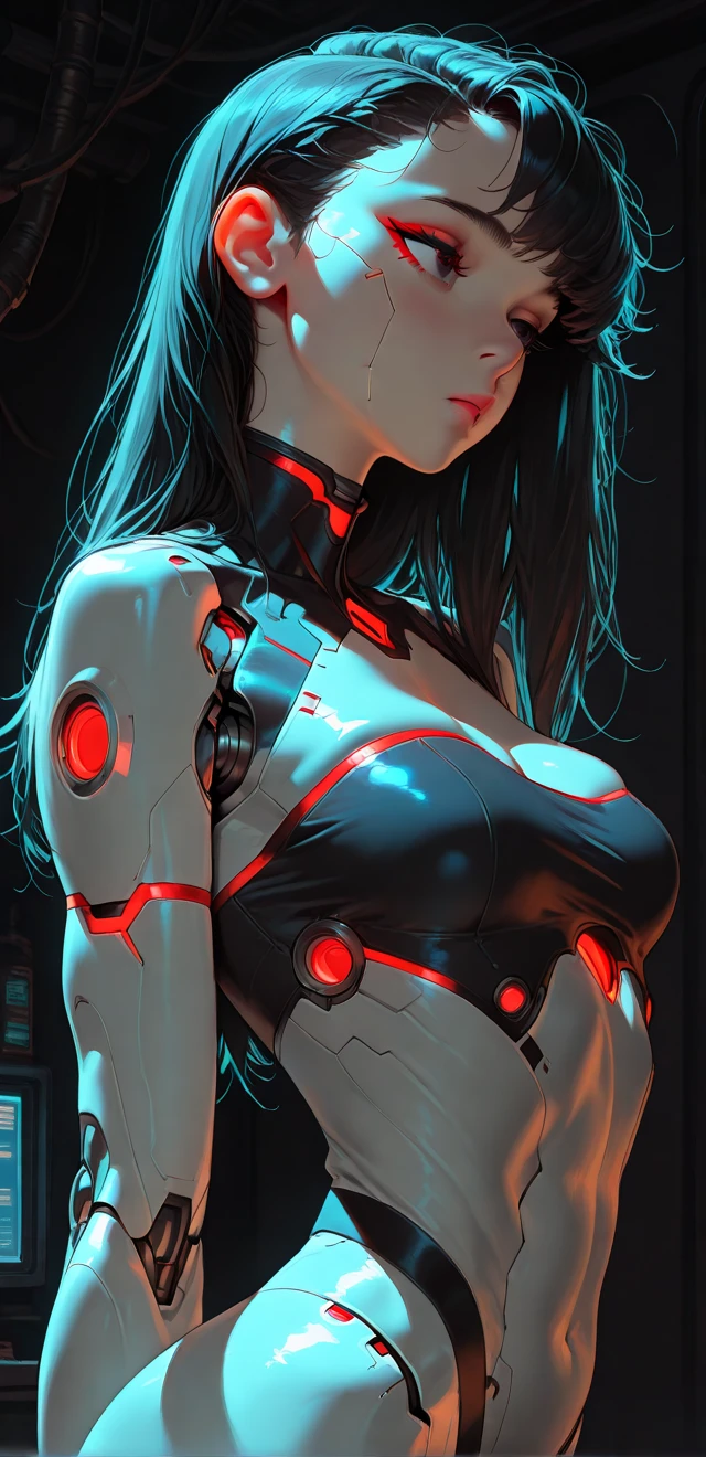 a woman in a black shirt and black shorts posing for a magazine, photo of slim girl model, cyberpunk 2 0 y. o model girl, beautiful cyberpunk woman model, ultra high quality model, cyberpunk fashion clothing, cyberpunk beautiful girl, korean women's fashion model, fashionable cyberpunk mechanoid, all black cyberpunk clothes, cyberpunk fashion clothes, gorgeous female, perfect android girl