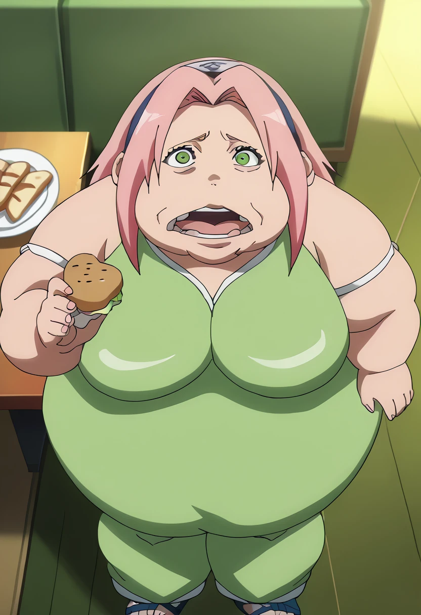 yachirukusajishi, yachiru kusajishi, short hair, pink hair, (pink eyes:1.5), blush stickers, open mouth, forehead,
BREAK long sleeves, japanese clothes, hakama, black hakama,
BREAK outdoors,
BREAK looking at viewer, (cowboy shot:1.5),
BREAK (masterpiece:1.2), best quality, high resolution, unity 8k wallpaper, (illustration:0.8), (beautiful detailed eyes:1.6), extremely detailed face, perfect lighting, extremely detailed CG, (perfect hands, perfect anatomy), standing, smile, blush, solo, 1girl, SSBBW yachiru kusajishi, big cheeks, ssbbw, severely obese ,600lbs obese female, no pupils, ultra detailed, masterpiece, best quality, aesthetic, detailed, Fluffy and Fat Face, Big Butt, Big Cheeks, Obese Body, Sexy, Obese Girl, oddeye, Happy, Cute Expression, Very Hot, bbwchan, nsfw, manhwa, oppai proportions, she has a jiggly fat round belly, body swelling about to explode, thicc, with a large breasts, doujin